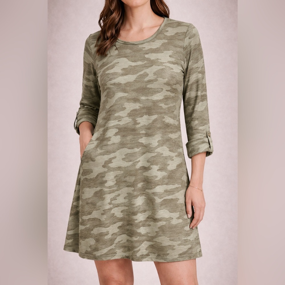 Women’s “So” Brand Green Camo Long Sleeve Dress